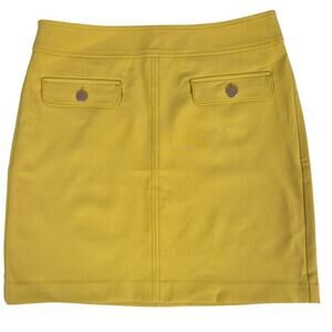 NWT Loft Petite Poly Blend Bright Yellow Short Skirt Fully Lined Sz 6P